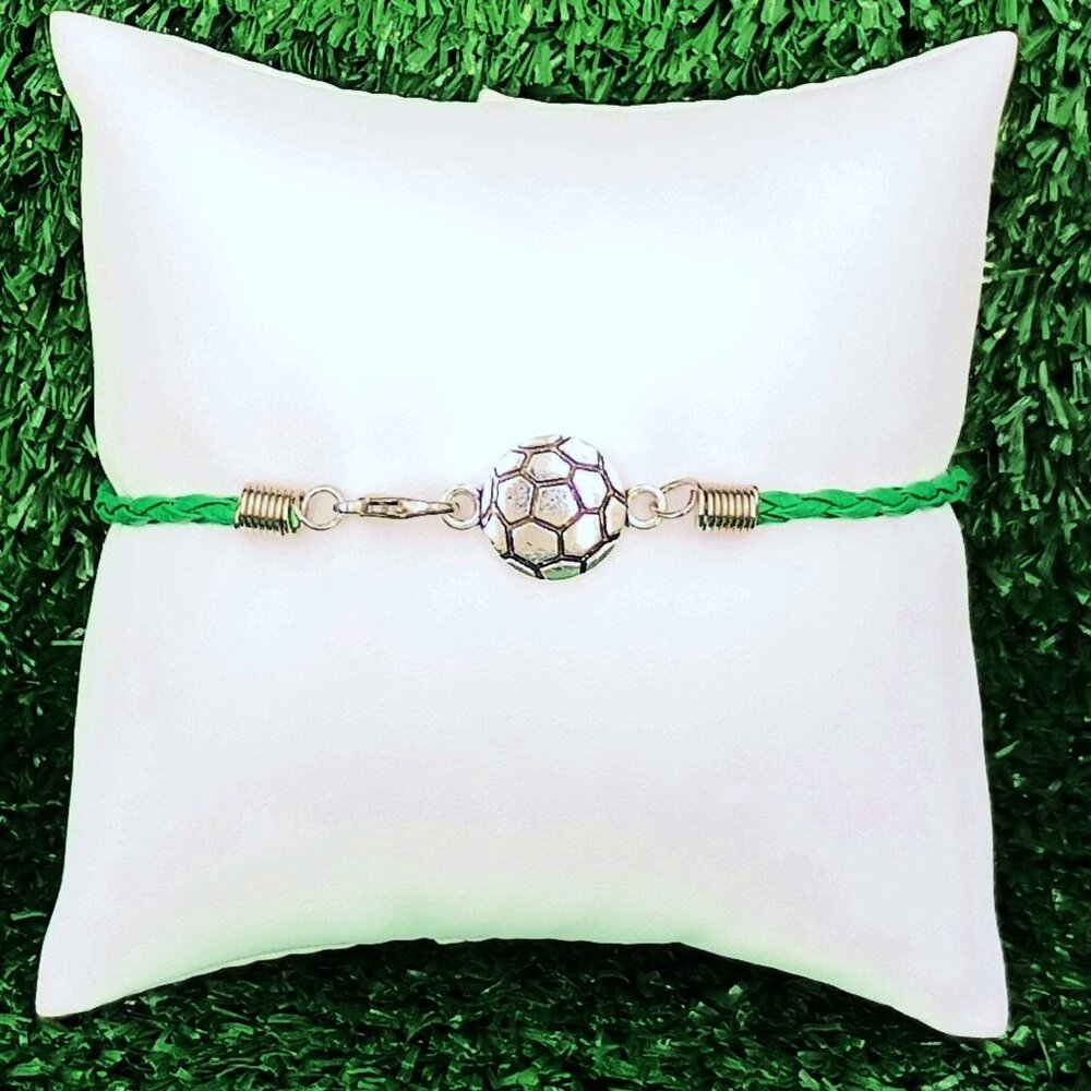 Bracelet Anklet Soccer Ball Braided Vegan Leather Team Sports 1000-319